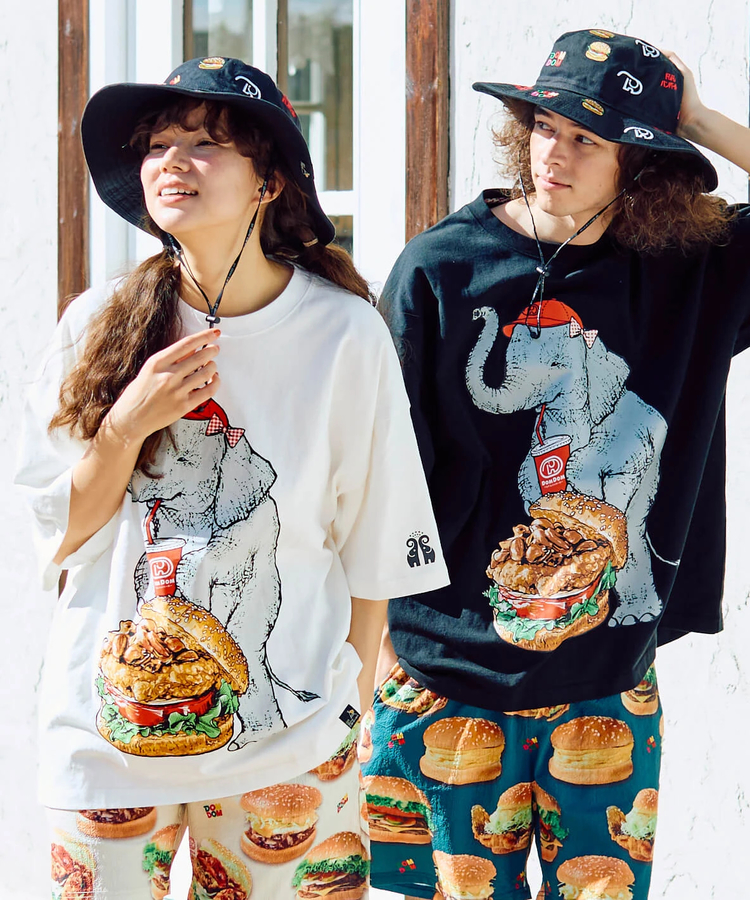 【DOMDOM×GSC】味噌ピーチキンバーガーゾウBIG TEE
